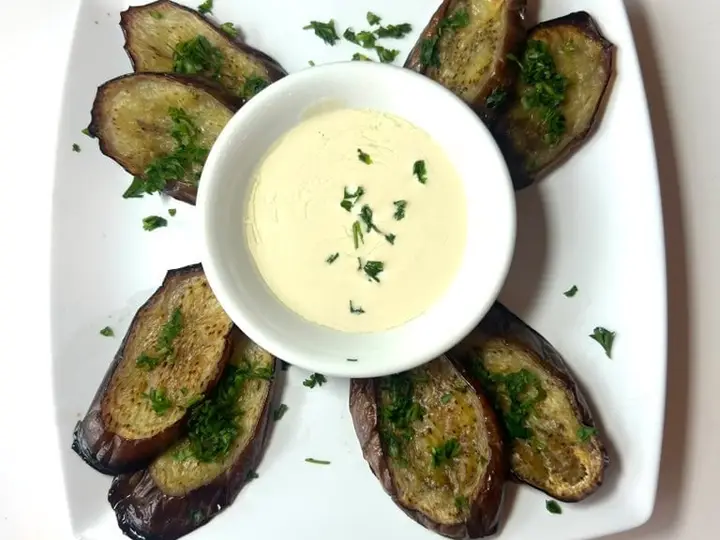 Grilled Eggplant slices in Olive Oil